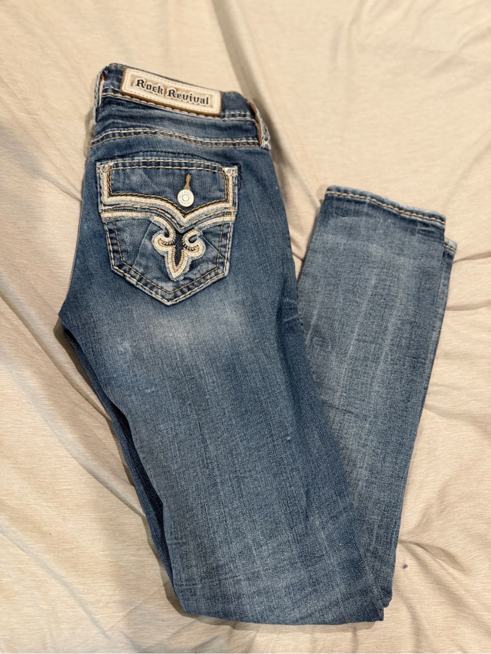 Rock Revival Women's Medium Blue Bootcut Jeans with Embroidered Back Pocket